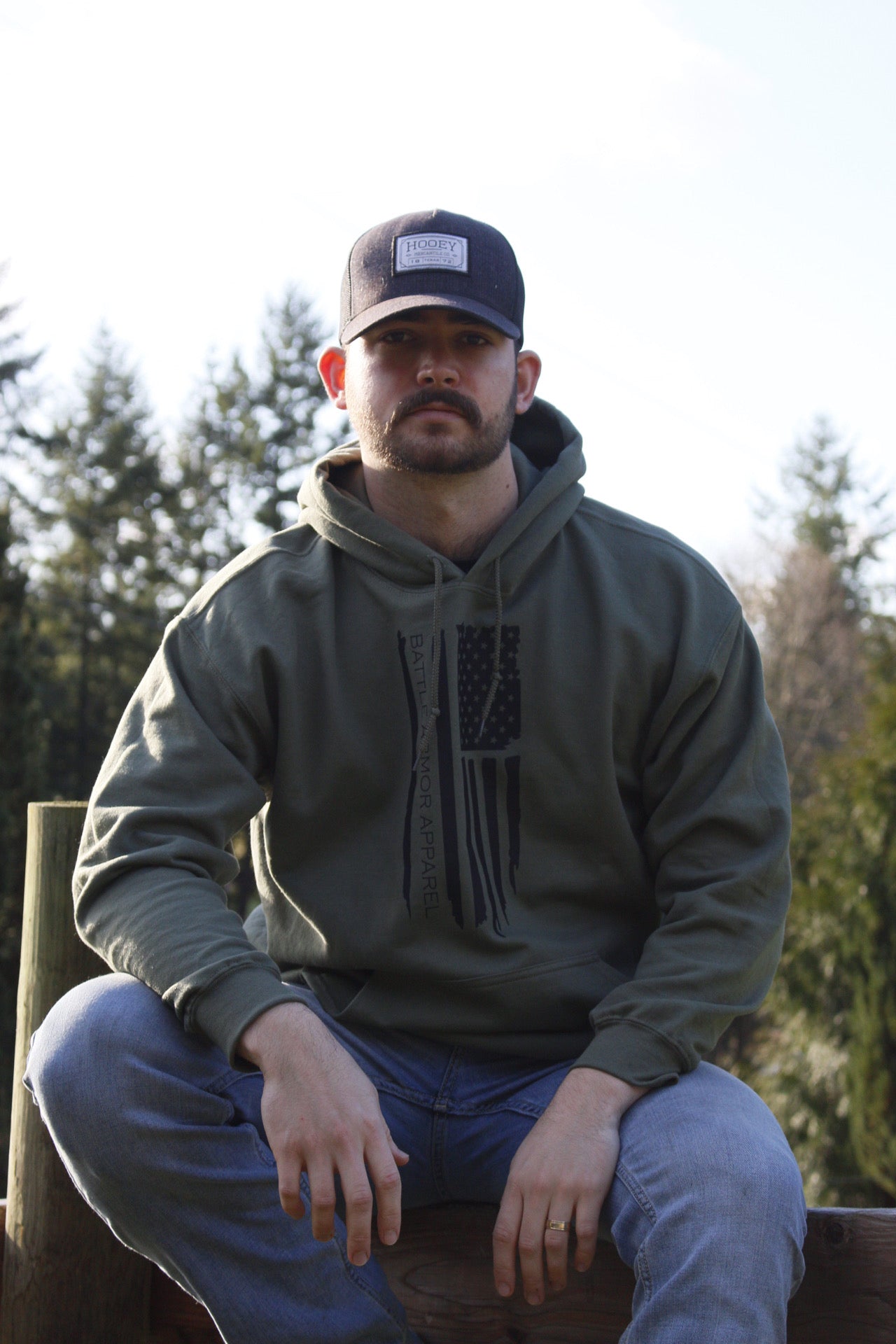 Large Military Green Hoodie